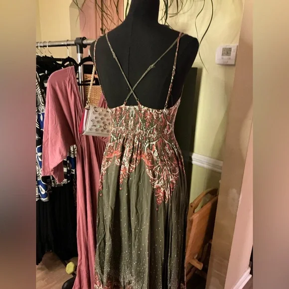 Free People Floral Green Dress - Picture 3 of 5